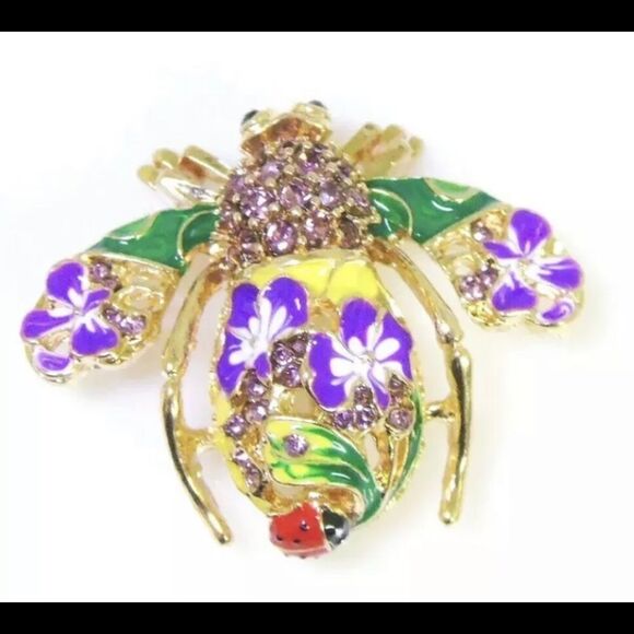 Joan Rivers Purple Orchid Bee Pin - Picture 8 of 8
